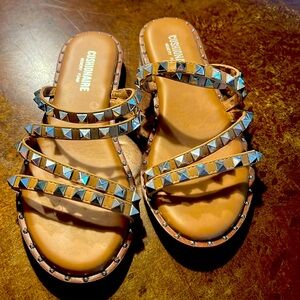 Tan Almost new leather sandals with silver stud detail.  Like new